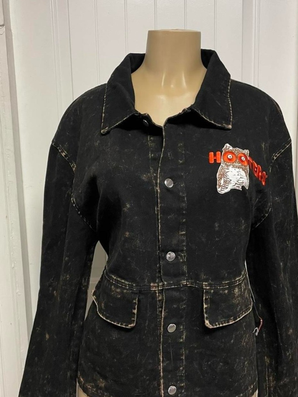 Spencer's Black Washed Denim Jacket with Embroidered Patch